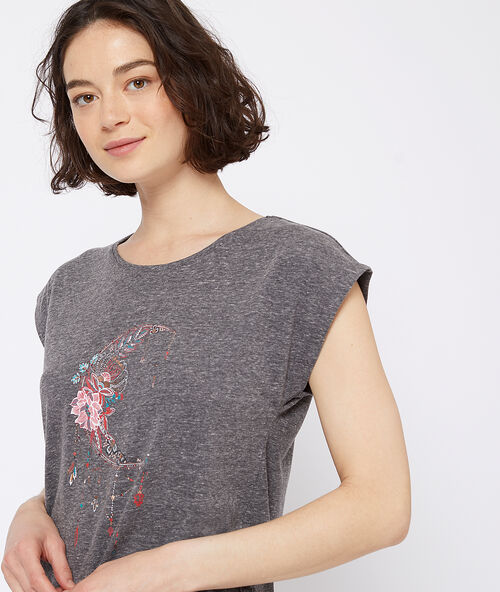 T-shirt &agrave; imprim&eacute; lune anthracite.
