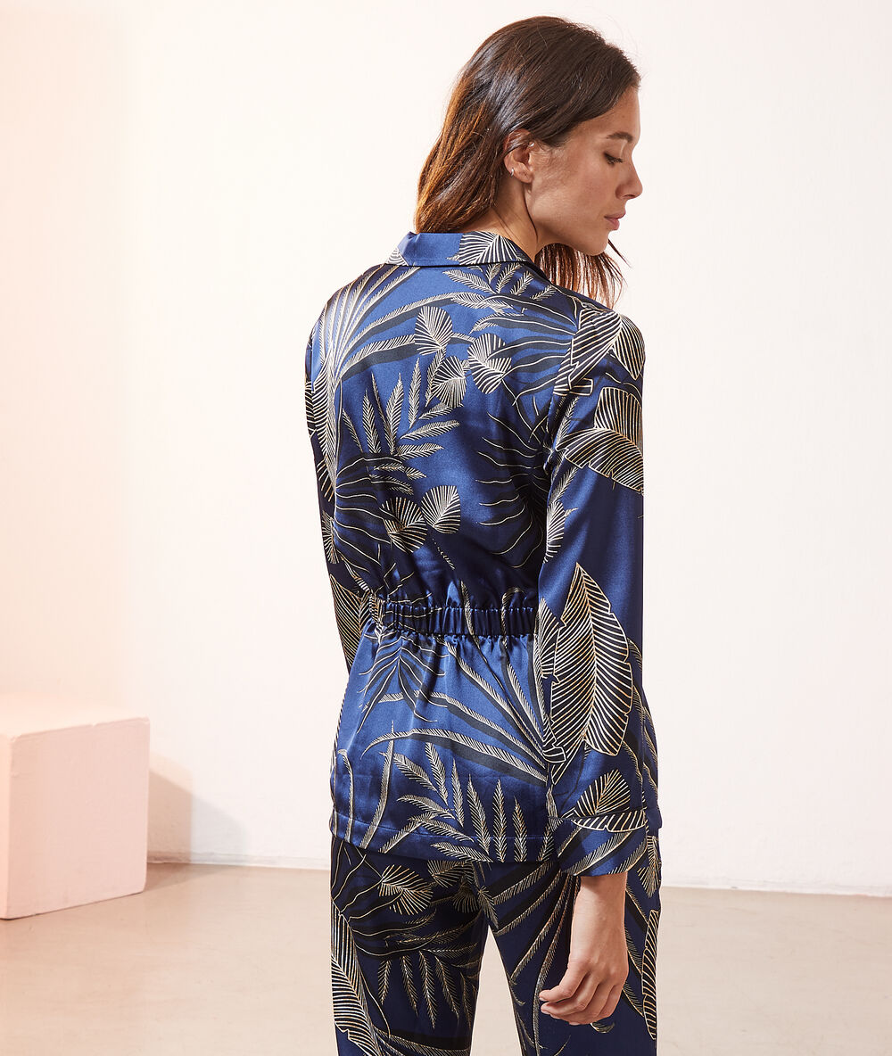 Pyjamahemd mit gürtel marineblau.