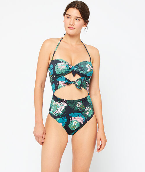 Maillot de bain trikini, nou&eacute; devant noir.