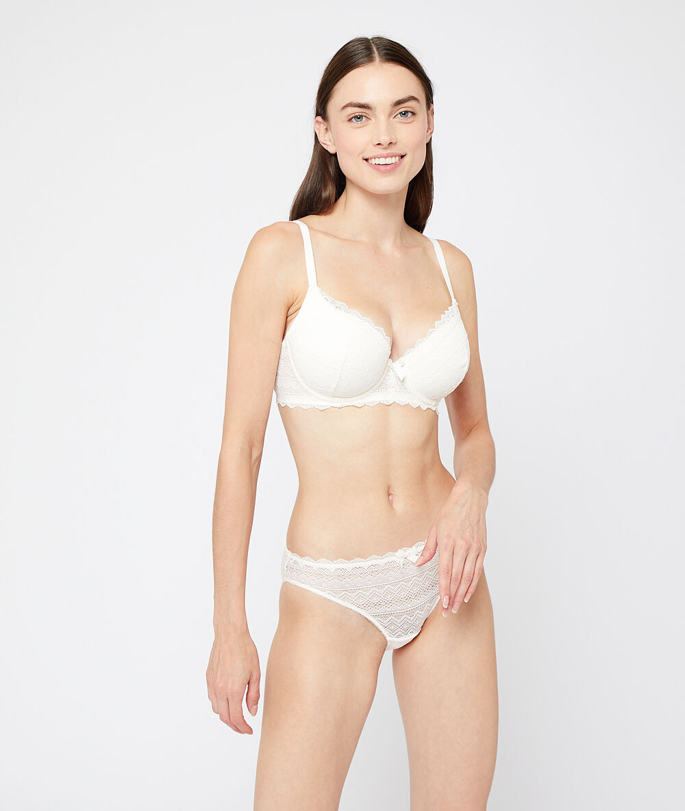 Soft bra: vorgeformter-bh aus spitze ecru.