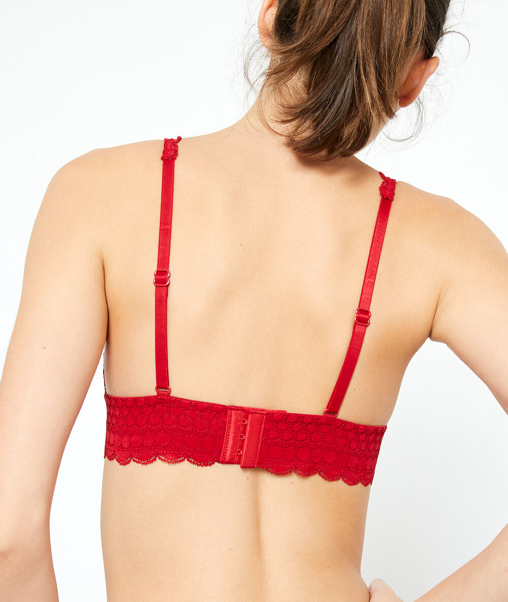 Soutien-gorge n°8 - triangle sans armatures, pads amovibles rouge.