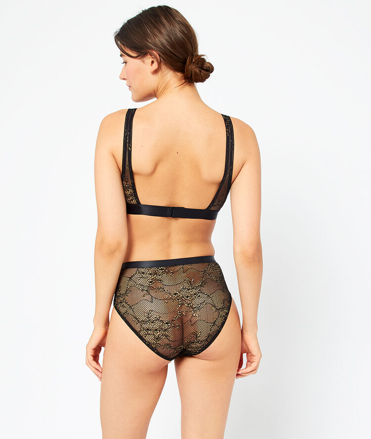 Bustier aus metallic-spitze mit offenem rücken schwarz.