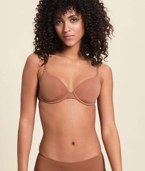 Soutien-gorge n&deg;5 - coques fines microfibre bronze.