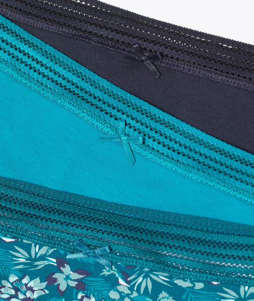3er-set shortys aus baumwolle blau grün.
