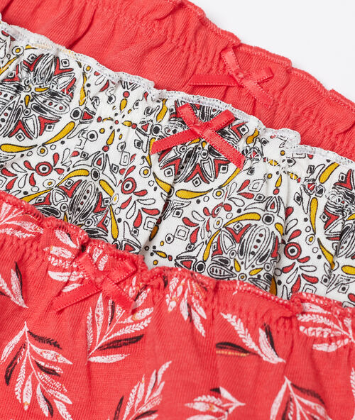 3er-set pantys aus baumwolle rot.