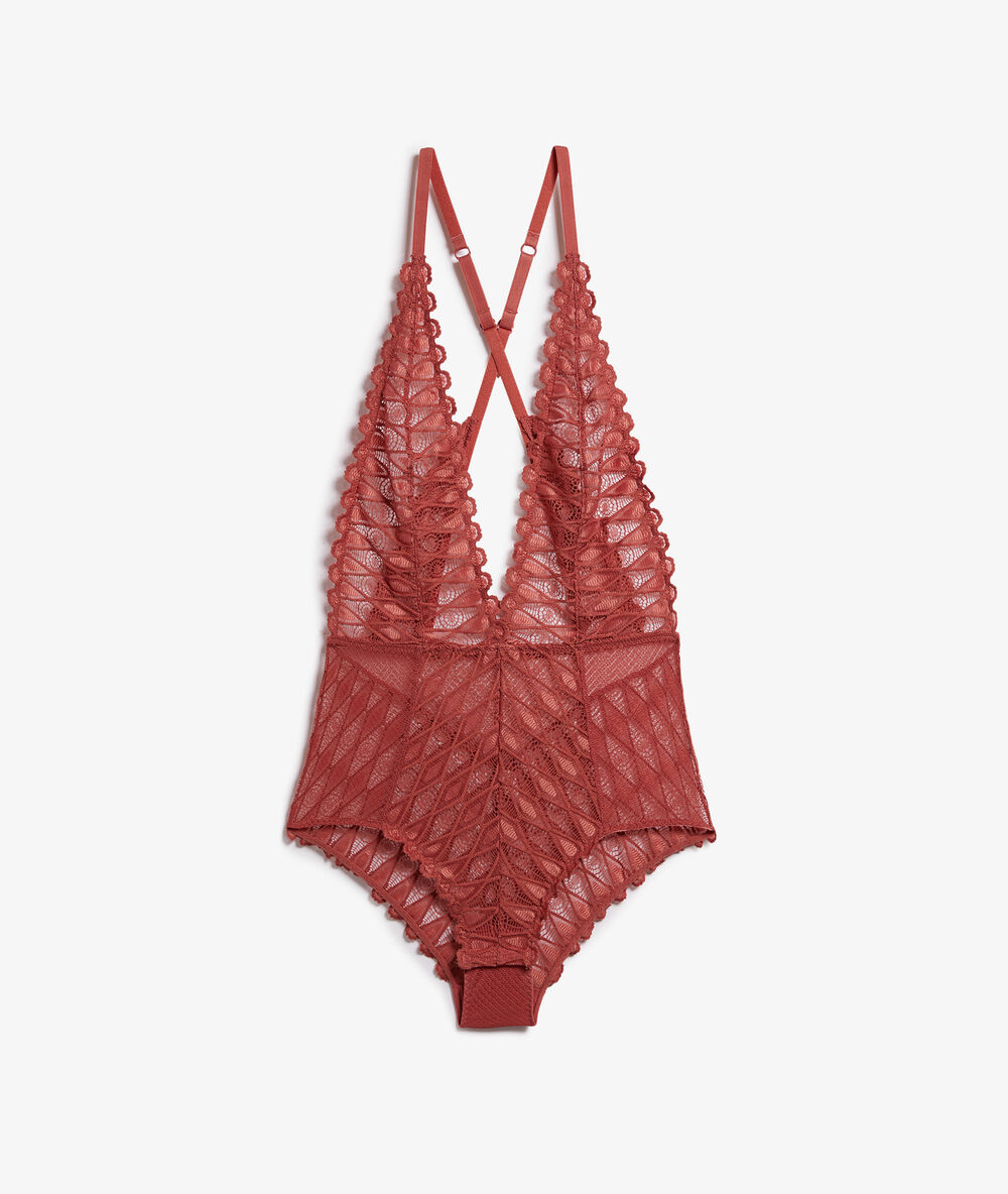 Spitzen-bodysuit terracotta.