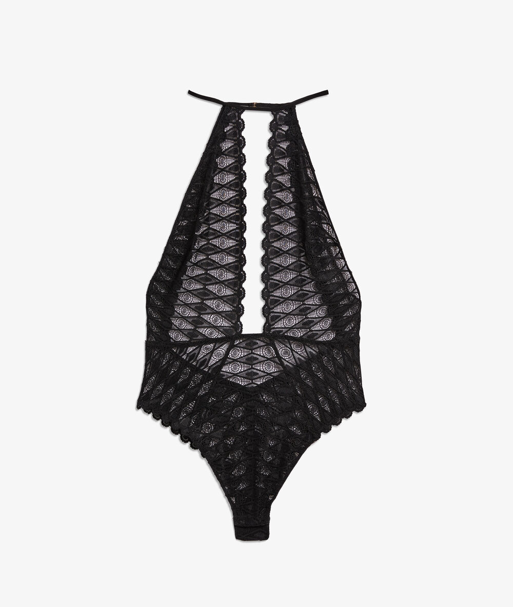 Body dos croisé en dentelle noir.