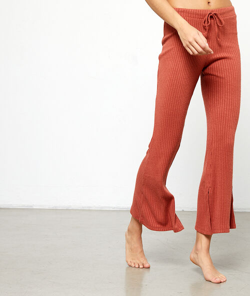 Pantalon fluide bas &eacute;vas&eacute; brique.