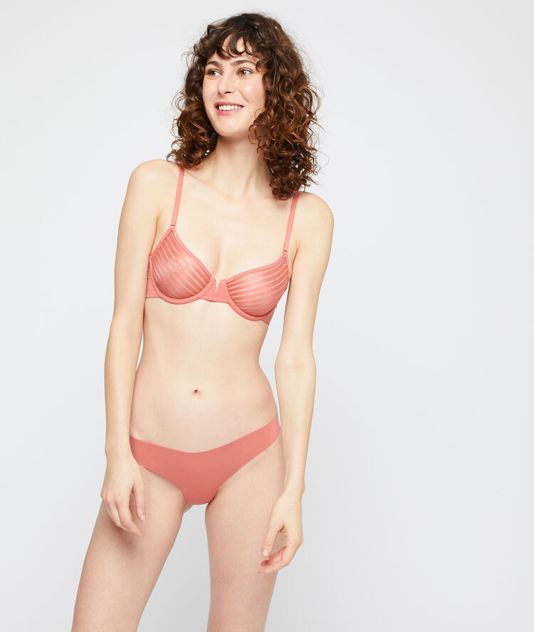 Tanga aus mikrofaser mit tülleinsätzen terracotta.