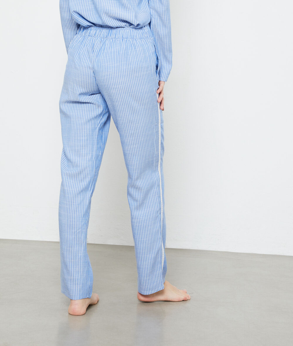 Pantalon rayé à bandes latérales bleu.