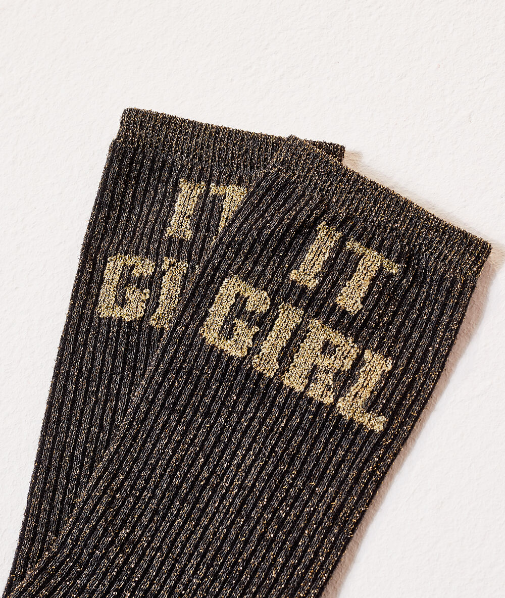 Socken „it girl" mit metallic-fasern gold.